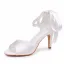 Elegante Weiß Satin Perle Knöchelriemen Schleife Ball Sandalen Damen 2026 Peeptoes 8 cm Stilettos Sandaletten Hochhackige