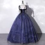 Elegante Marineblau Perlenstickerei Pailletten Star Ballkleider 2022 Ballkleid Spaghettiträger Ärmellos Rückenfreies Lange Festliche Kleider