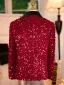 Bling Bling Rouge Paillettes 6 pièces Manches Longues Costume Garçon Mariage 2024 Bijoux De Corps Manteau Pantalon Chemise Cravate Gilet