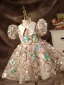Chic / Beautiful Blushing Pink Beading Pearl Sequins Flower Girl Dresses 2022 Ball Gown V-Neck Puffy Short Sleeve Short Prom Flower Girl Dresses