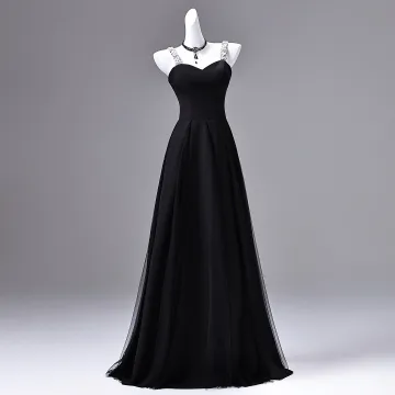 Audrey Hepburn Stijl Zwarte Rhinestone Galajurken 2026 A Lijn Spaghettibandjes Mouwloos Ruglooze Lange Gelegenheid Jurken