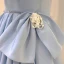 Elegant Sky Blue Prom Dresses 2023 A-Line / Princess Square Neckline Puffy Short Sleeve Backless Sweep Train Prom Formal Dresses
