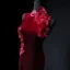 Vintage / Retro Burgundy Appliques Velvet Prom Dresses 2024 Trumpet / Mermaid High Neck Sleeveless Backless Floor-Length / Long Prom Formal Dresses