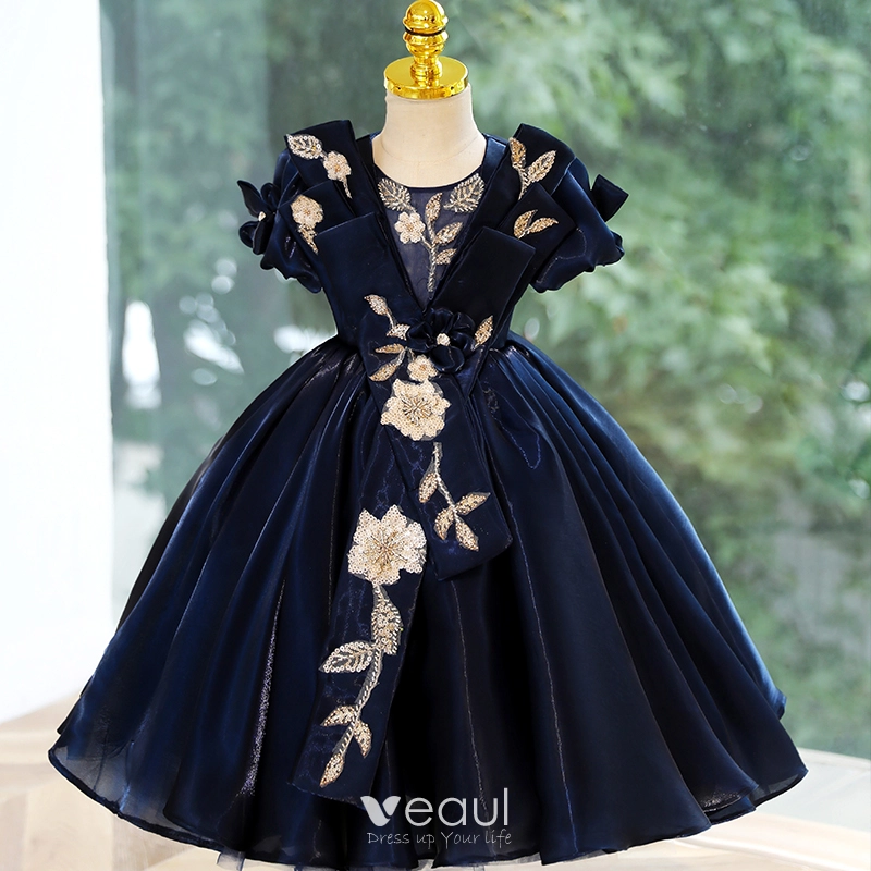 girls navy blue dress PATACHOU Girls Blue Velvet Dress main image 1