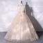 Chic / Beautiful Champagne Lace Flower Floral Prom Dresses 2023 Ball Gown Spaghetti Straps Sleeveless Backless Floor-Length / Long Prom Formal Dresses