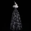Chic / Beautiful Black Sequins Flower Prom Dresses 2023 A-Line / Princess Ruffle Off-The-Shoulder Short Sleeve Backless Floor-Length / Long Prom Formal Dresses
