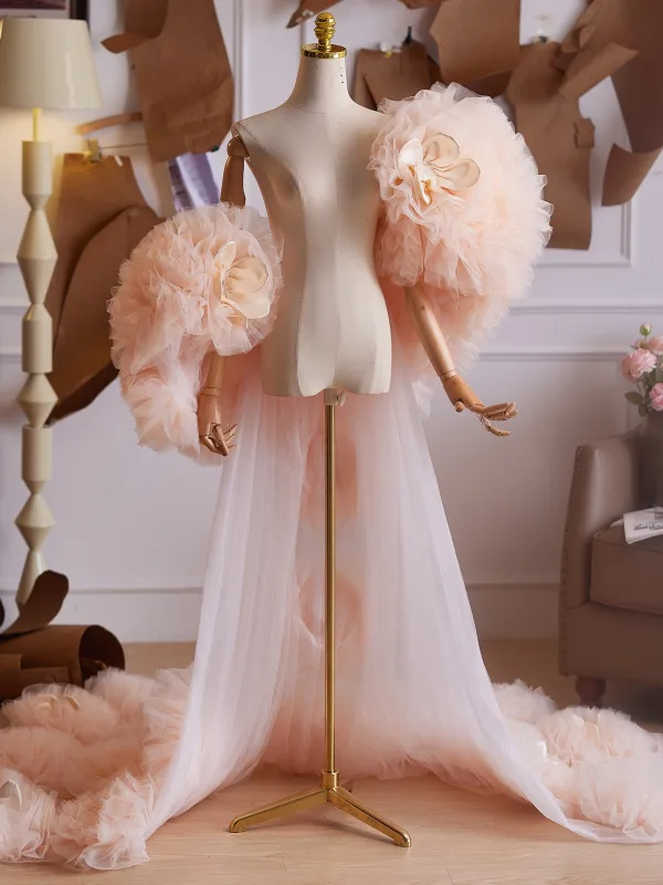 Luxury / Gorgeous Blushing Pink Handmade  Flower Evening Party Jackets & wraps shawl 2025