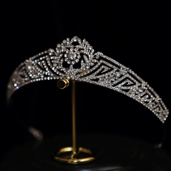 Vintage / Originale Simple Argenté Faux Diamant Accessoire Cheveux Mariage Mariage Tiare 2022 Zircon Alliage
