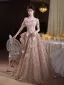 High End Glitzernden Rosa Strass Pailletten Schmetterling Ballkleider 2026 A Linie Off Shoulder Ärmellos Rückenfreies Schleife Lange Festliche Kleider