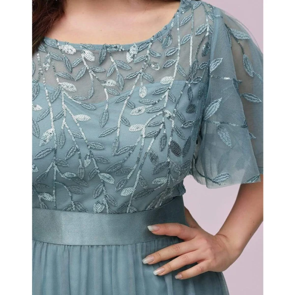 Vintage / Retro Navy Blue Lace Flower Sequins Prom Dresses 2023 A-Line / Princess Scoop Neck Short Sleeve Floor-Length / Long Prom Formal Dresses