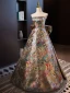 Vintage / Retro Multi-Colors Prom Dresses 2024 Ball Gown Strapless Sleeveless Backless Bow Floor-Length / Long Prom Formal Dresses