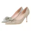 Charming Champagne Rhinestone Butterfly Evening Party Pumps High Heels 2022 7 cm Stiletto Heels Pointed Toe Pumps