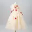 Lovely Champagne Appliques Birthday Flower Girl Dresses 2025 A-Line / Princess Off-The-Shoulder Short Sleeve Backless Floor-Length / Long Flower Girl Dresses