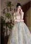 Flower Fairy Sage Green Appliques Prom Dresses 2025 A-Line / Princess Strapless Sleeveless Backless Sweep Train Prom Formal Dresses