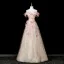 Scintillantes Charmant Blanche Perlage Appliques Paillettes Robe De Bal 2025 Princesse De l'épaule Manches Courtes Dos Nu Longue Robe De Ceremonie