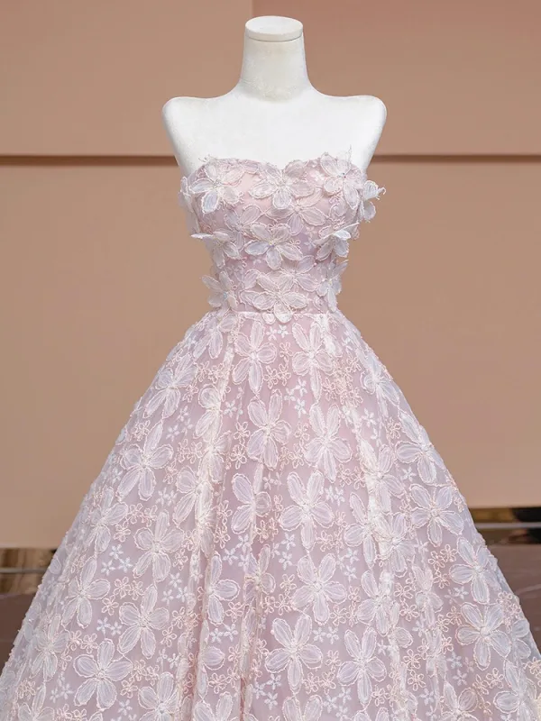 Chic / Belle Rougissant Rose Appliques Paillettes Robe De Bal 2024 Robe Boule Bustier Sans Manches Dos Nu Longue Promo Robe De Ceremonie