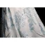 Fashion Sky Blue Printing Prom Dresses 2023 A-Line / Princess Off-The-Shoulder Tassel Short Sleeve Backless Floor-Length / Long Prom Formal Dresses