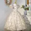 Sparkly Champagne Multi-Colors Sequins Birthday Flower Girl Dresses 2022 Ball Gown Square Neckline Puffy Short Sleeve Backless Floor-Length / Long Flower Girl Dresses