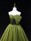Fashion Clover Green Prom Dresses 2024 Ball Gown Strapless Bow Sleeveless Backless Floor-Length / Long Formal Dresses