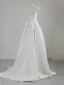 Fashion White Satin Evening Dresses 2023 A-Line / Princess Halter Sleeveless Backless Bow Sash Sweep Train Evening Party Formal Dresses