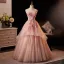 Flower Fairy Blushing Pink Beading Sequins Appliques Prom Dresses 2025 Ball Gown Strapless Sleeveless Backless Floor-Length / Long Formal Dresses