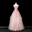 Flower Fairy Blushing Pink Beading Appliques Prom Dresses 2025 Ball Gown Strapless Sleeveless Backless Floor-Length / Long Formal Dresses