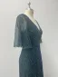 Bling Bling Vert Foncé Perlage Paillettes Robe De Soirée 2024 Princesse V-Cou Manches Courtes Dos Nu Longue Promo Robe De Ceremonie