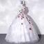 Elegant White Lace Flower Prom Dresses 2022 Ball Gown Strapless Sleeveless Backless Floor-Length / Long Prom Formal Dresses