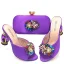Chic / Beautiful Rhinestone Satin Purple Prom Womens Sandals Clutch Bags 2023 9 cm Open / Peep Toe Crystal Thick Heels Sandals High Heels Clutch Bags