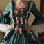 Couture Medieval Vintage / Retro Gothic Dark Green Appliques Lace Flower Bow Prom Dresses 2024 Ball Gown Square Neckline Bell sleeves Floor-Length / Long