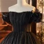 Charmant Noire Paillettes Robe De Bal 2023 Robe Boule De l'épaule Volants Manches Courtes Dos Nu Tribunal Train Promo Robe De Ceremonie