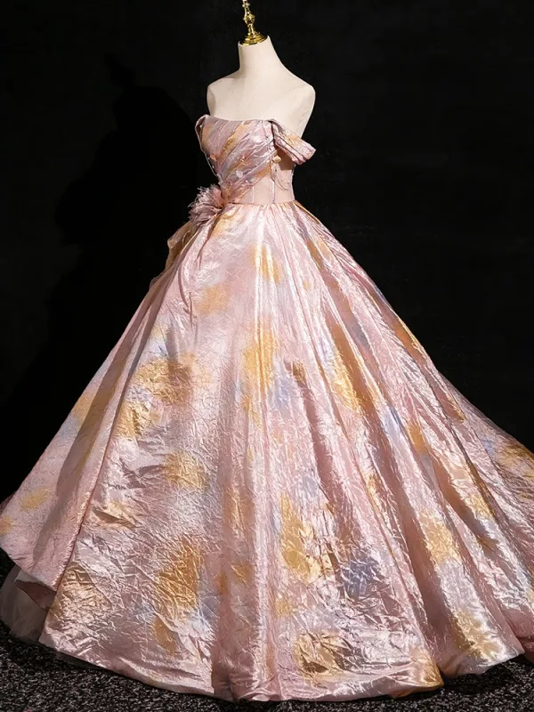 Mode Rougissant Rose Robe De Bal 2024 Robe Boule Bustier Sans Manches Dos Nu Longue Promo Robe De Ceremonie