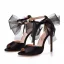 Sexy Noire Bride Cheville Noeud Soirée Sandales Femme 2022 Satin 11 cm Talons Aiguilles Peep Toes / Bout Ouvert Sandales Talons Hauts