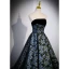 Flower Fairy Charming Printing Black Prom Dresses 2023 A-Line / Princess Strapless Sleeveless Backless Sweep Train Formal Dresses