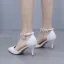 Chic / Belle Blanche Perle Faux Diamant Bride Cheville Chaussure De Mariée 2024 7 cm Talons Aiguilles À Bout Pointu Mariage Talons Hauts