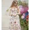 Flower Fairy Beige Floral Appliques Outdoor / Garden Prom Dresses 2022 A-Line / Princess Spaghetti Straps Sleeveless Backless Floor-Length / Long Formal Dresses
