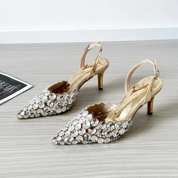 Sexy Silber Abend Strass Damen schuhe 2026 7 cm Stilettos Spitzschuh Hochhackige