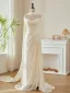 Light Ivory Split Front Trumpet / Mermaid Wedding Dresses 2026 Strapless Sleeveless Backless Sweep Train