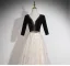 Exquisite Black Rhinestone Prom Dresses 2026 A-Line / Princess V-Neck 3/4 Sleeve Backless