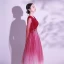 Vintage / Retro Burgundy Glitter Sequins Prom Dresses 2024 A-Line / Princess V-Neck 1/2 Sleeves Backless Floor-Length / Long Prom Formal Dresses