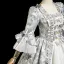 Vintage / Retro Medieval Ivory Printing Bow Prom Dresses 2025 Ball Gown Square Neckline Bell sleeves Floor-Length / Long Prom Formal Dresses