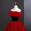 Vintage / Retro Red Prom Dresses 2025 Ball Gown Ruffle Strapless Sleeveless Backless Floor-Length / Long Formal Dresses