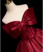 Elegant Burgundy Prom Dresses 2025 Ball Gown Bow Off-The-Shoulder Short Sleeve Backless Floor-Length / Long Prom Formal Dresses