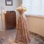 Chic / Beautiful Champagne Sequins Flower Prom Dresses 2024 Off-The-Shoulder A-Line / Princess Sleeveless Backless Floor-Length / Long Formal Dresses