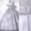 Chic / Beautiful Grey Beading Appliques Prom Dresses 2022 Ball Gown Off-The-Shoulder Short Sleeve Backless Floor-Length / Long Prom Formal Dresses