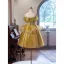 Fashion Yellow Sequins Appliques Short Homecoming Graduation Dresses Cocktail Dresses 2024 Ball Gown Spaghetti Straps Short Sleeve Backless Tulle