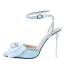 Sexy Rosa Abend Strass Schleife Sandalen Damen 2022 Knöchelriemen 11 cm Stilettos Peeptoes Sandaletten Hochhackige