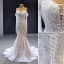 Luxury / Gorgeous Sexy White Handmade  Beading Sequins Pearl Tassel Wedding Dresses 2023 Off-The-Shoulder Trumpet / Mermaid Sleeveless Backless Sweep Train
