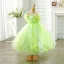 Fashion Green Cascading Ruffles Birthday Flower Girl Dresses 2024 Ball Gown Scoop Neck Sleeveless Backless Floor-Length / Long
