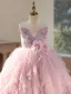 Chic / Beautiful Blushing Pink Beading Flower Cascading Ruffles Birthday Flower Girl Dresses 2026 Ball Gown Scoop Neck Sleeveless Backless Floor-Length / Long Tulle